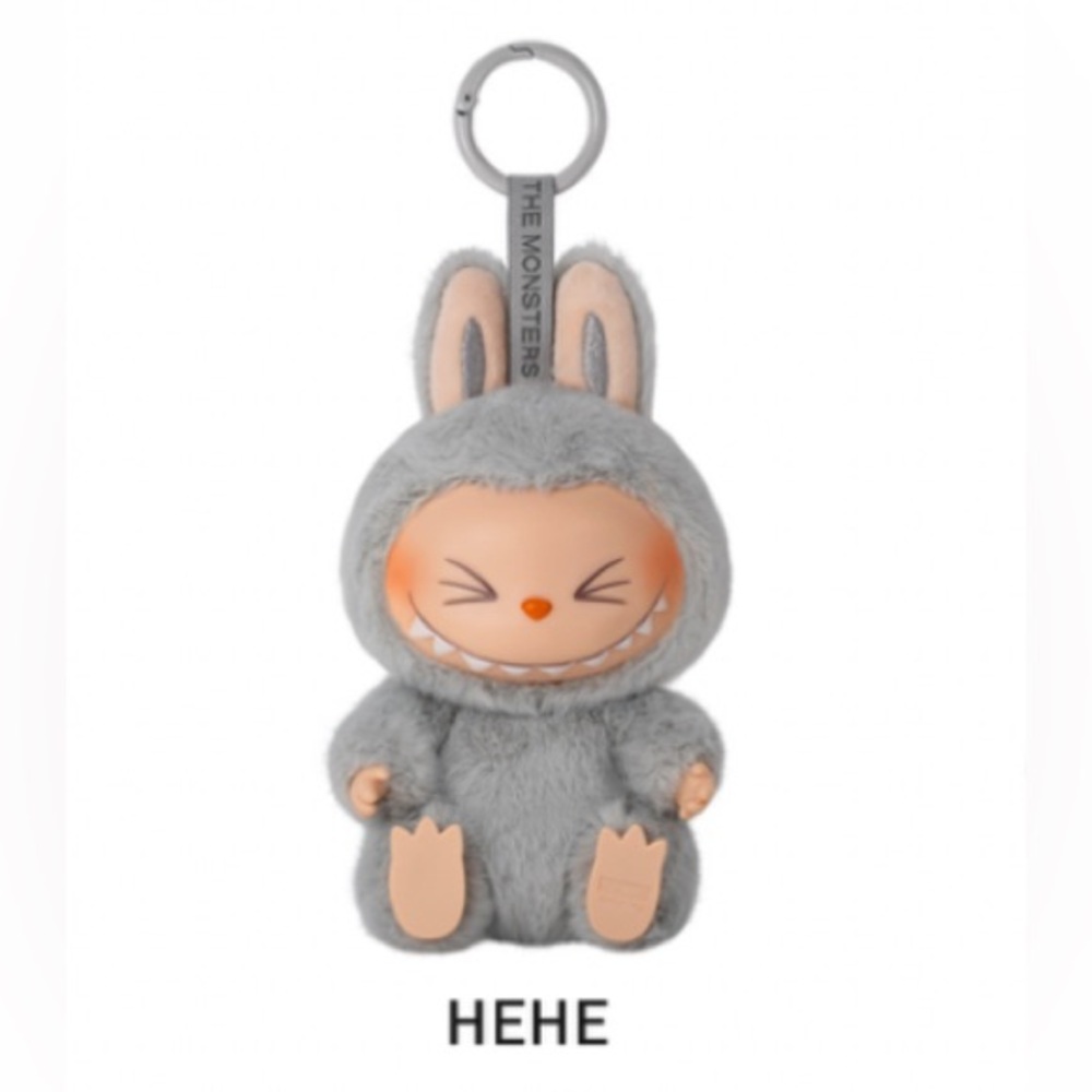 NIB Authentic Pop Mart Have A Seat Hehe Gray Labubu Vinyl Pendant Keychain